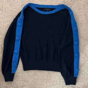 Banana Republic Black Sweater with Blue Button Accents